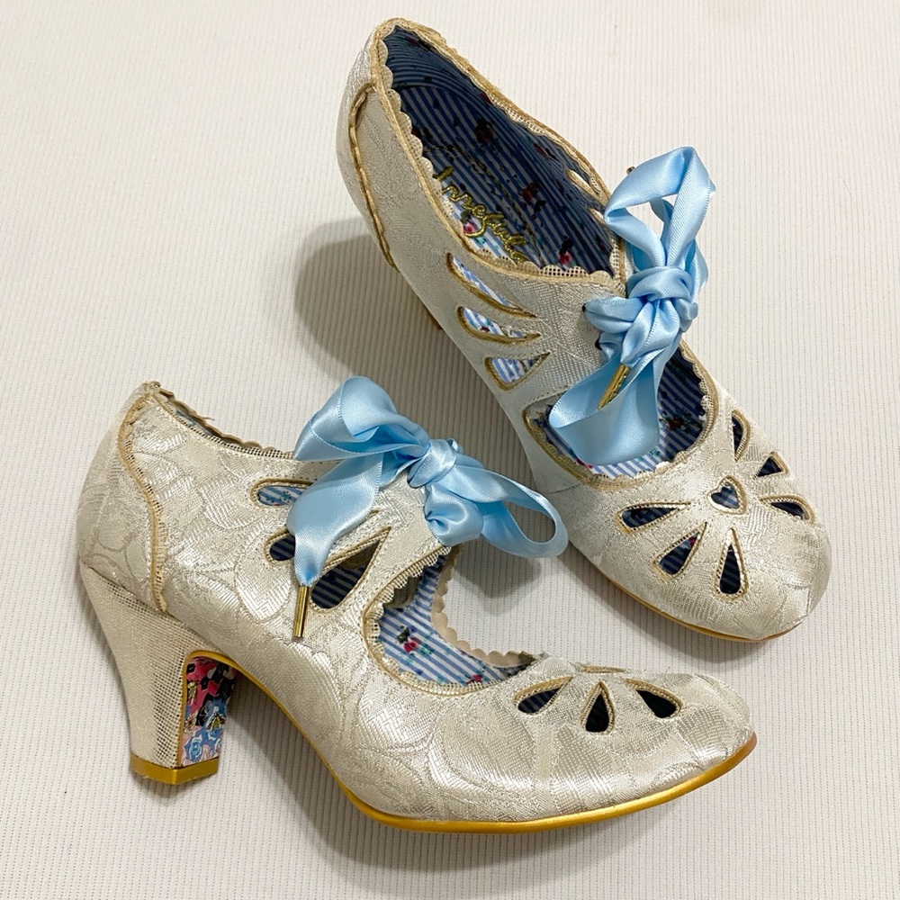 Irregular Choice Sugar Plum Heels Ivory White & Gold
